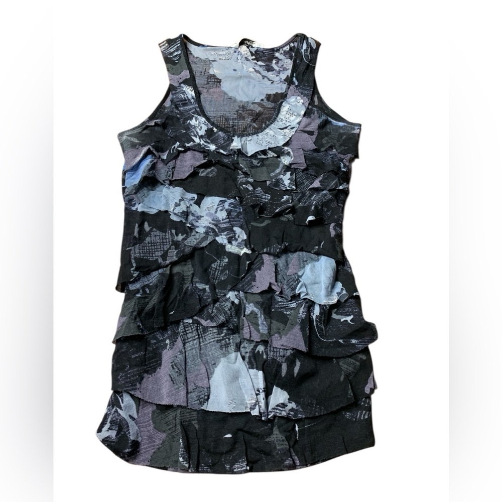 Revolution by Ricki’s Tiered Ruffle Tank Top | Abstract Floral | Size S